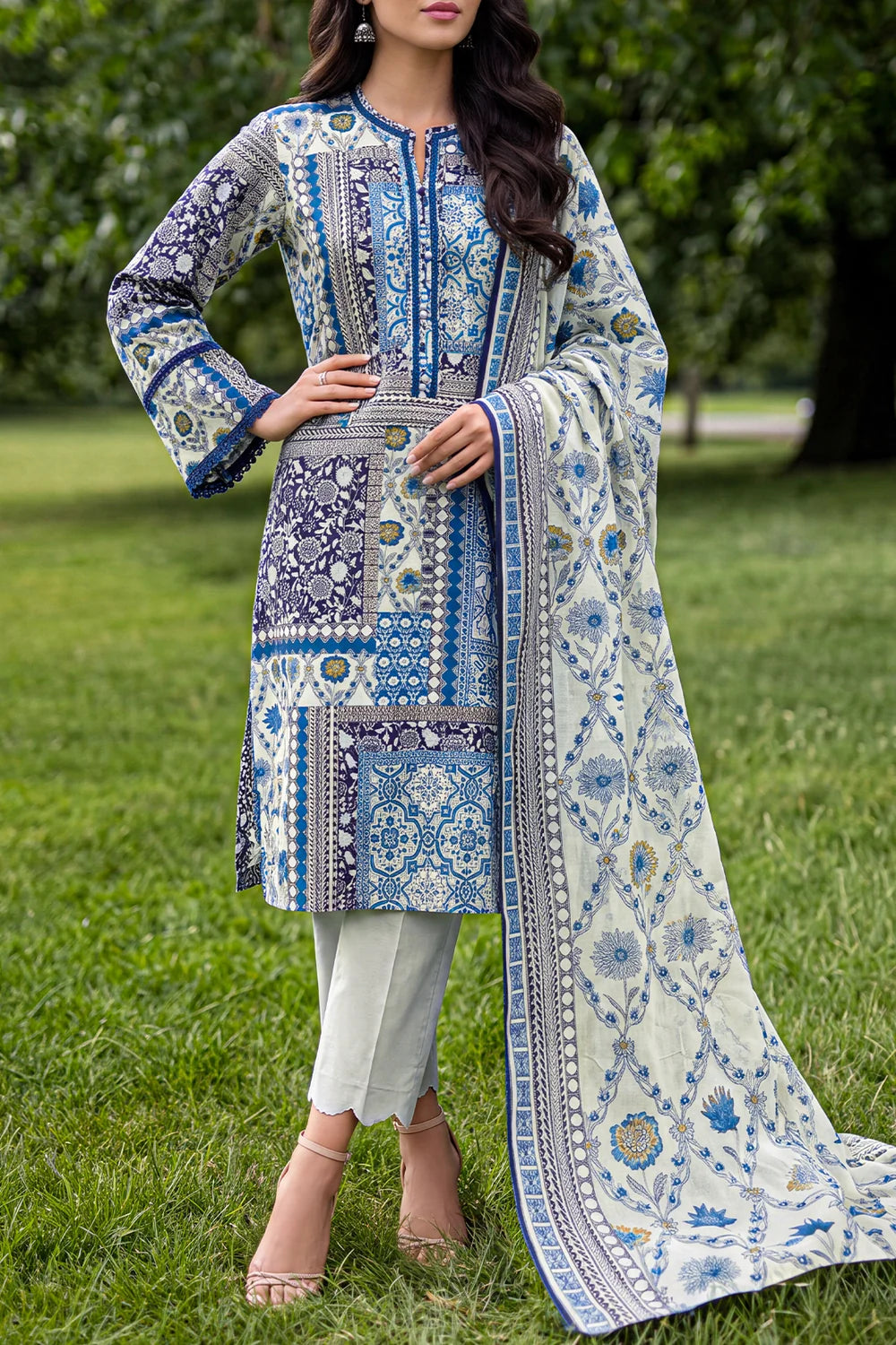Unstitched Printed Lawn 3 Piece